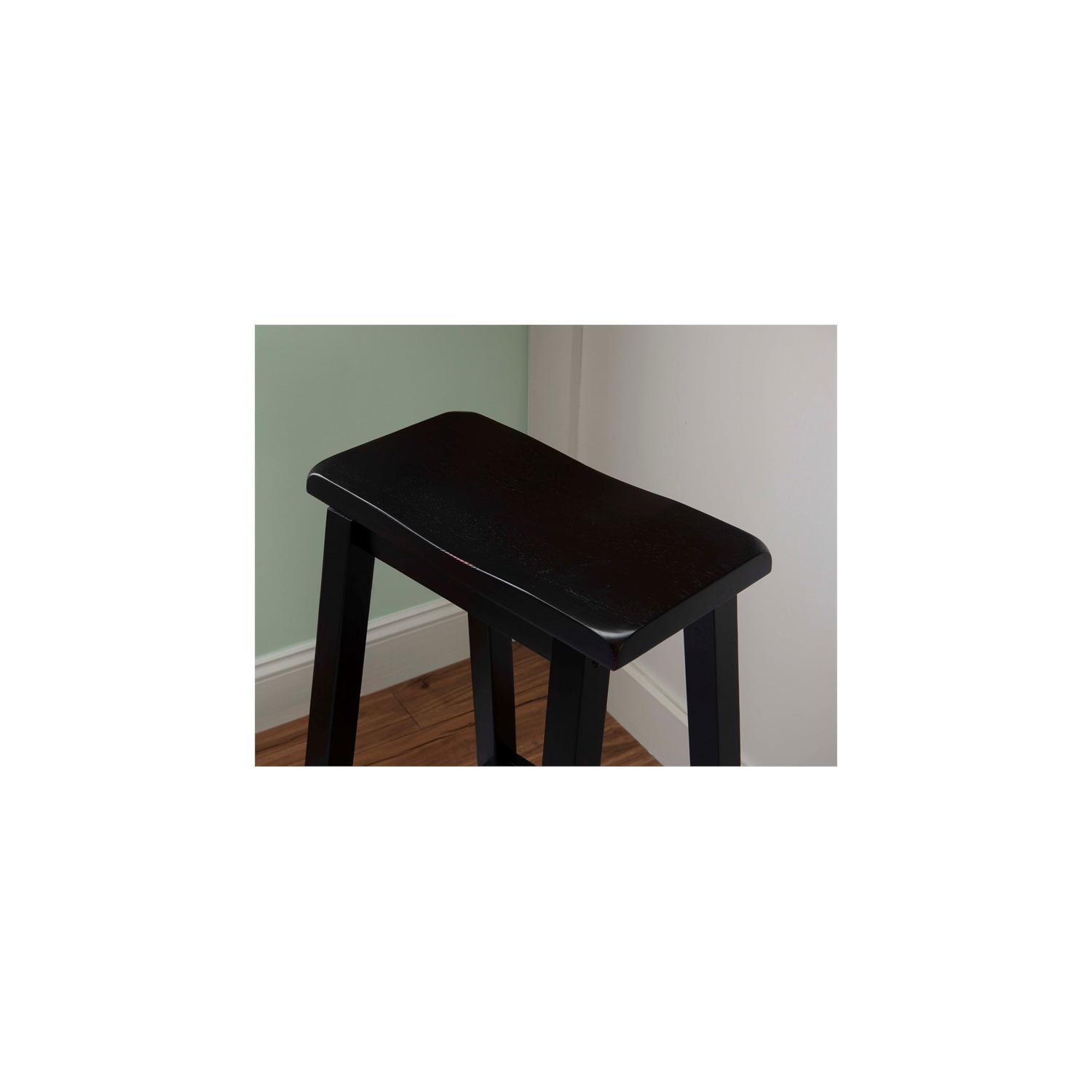 Pemberly Row Transitional 29" Wood Bar Stool in Antique Black
