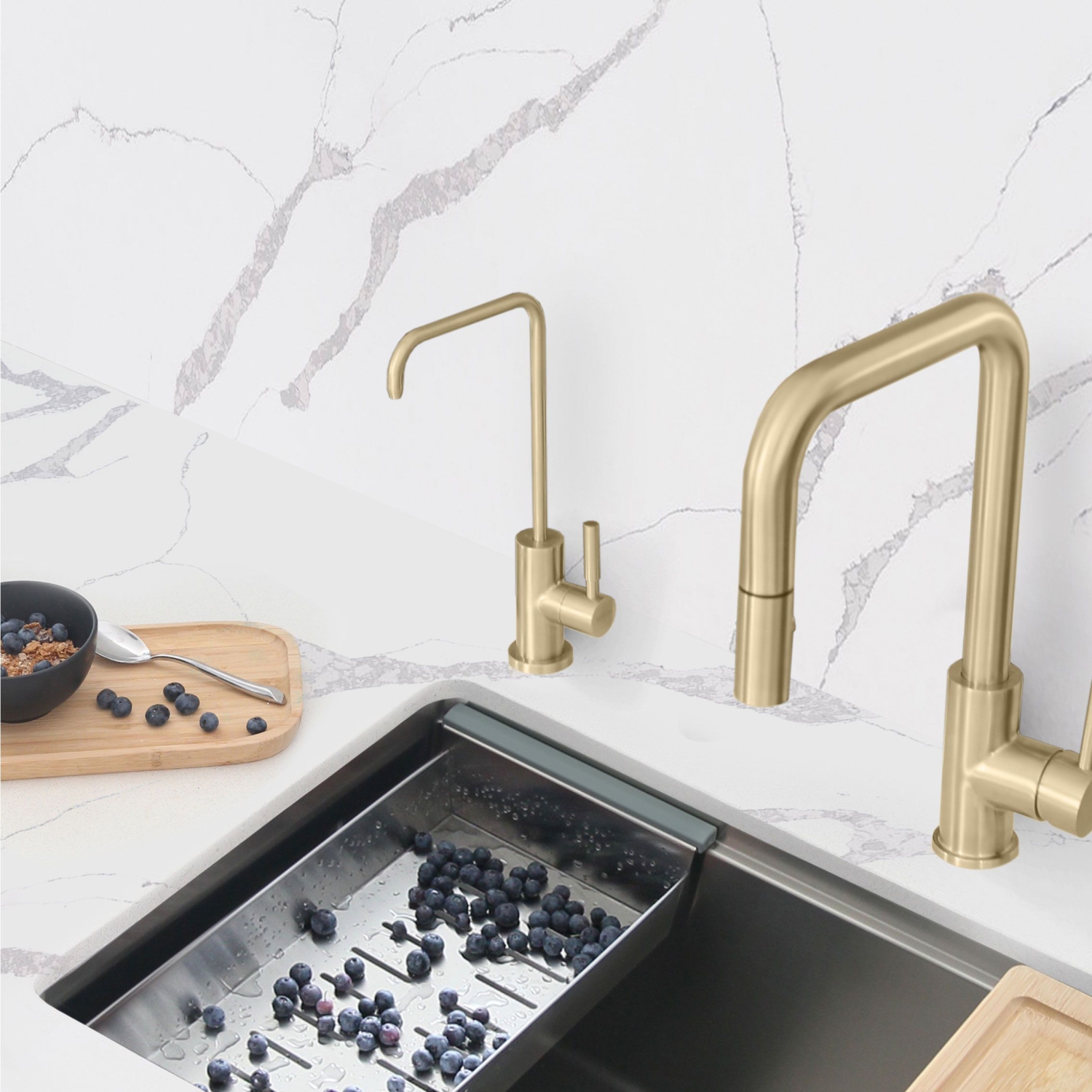 STYLISH Kitchen Sink Drinking Water Tap Faucet Stainless Steel, Brushed Gold Finish K-147G