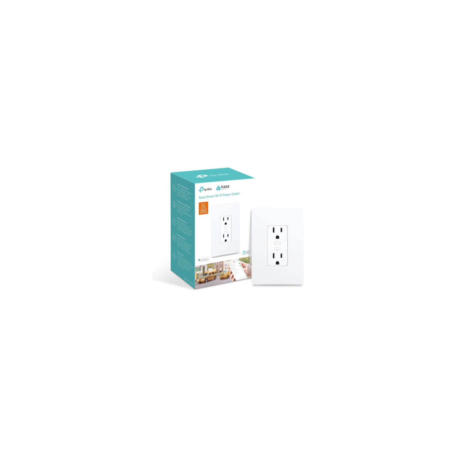 WiFi 2 Outlet in Wall Plug by TP Link Smart Plug No Hub Required Works with Alexa and Google KP200