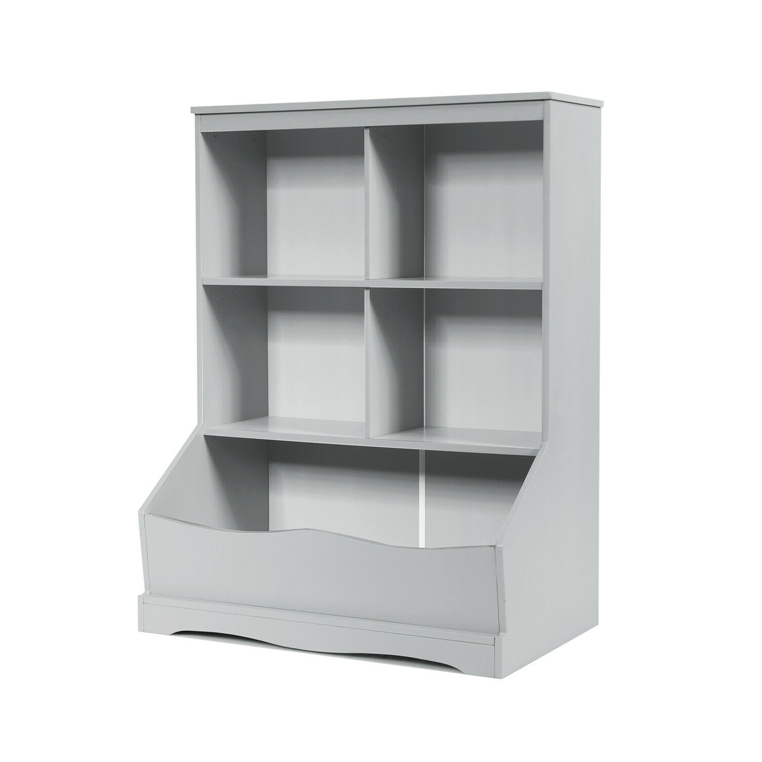 Kids 3-Tier Bookcase with Storage Bins and Multi-Functional Cabinet