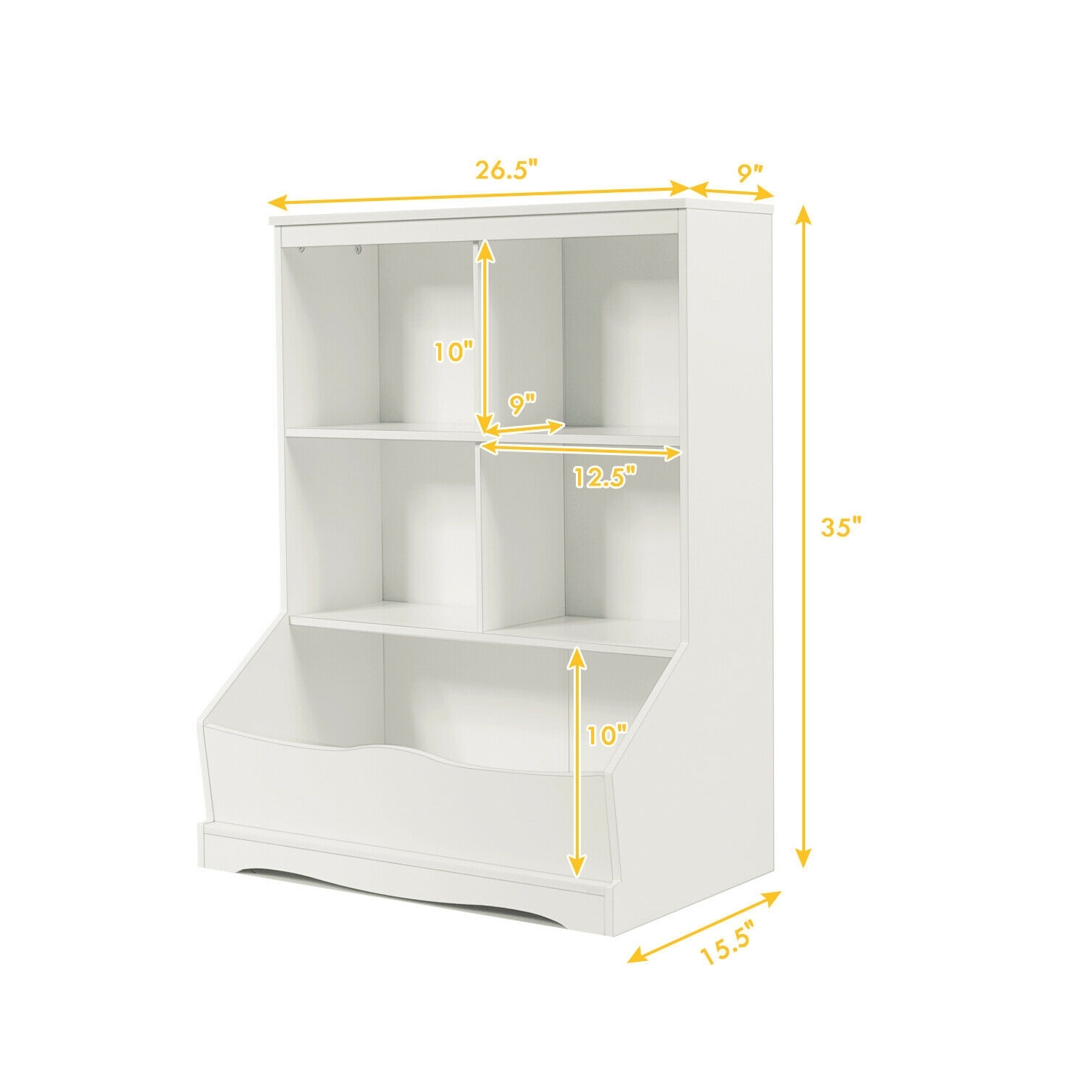 Bibliothèque à 3 niveaux pour enfants avec bacs de rangement et armoire multifonction