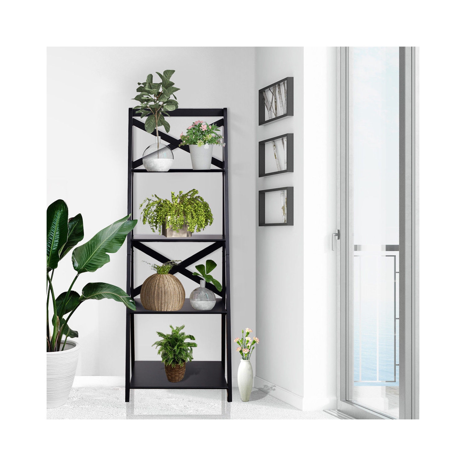 Bibliothèque à échelle à 4 niveaux peu encombrante