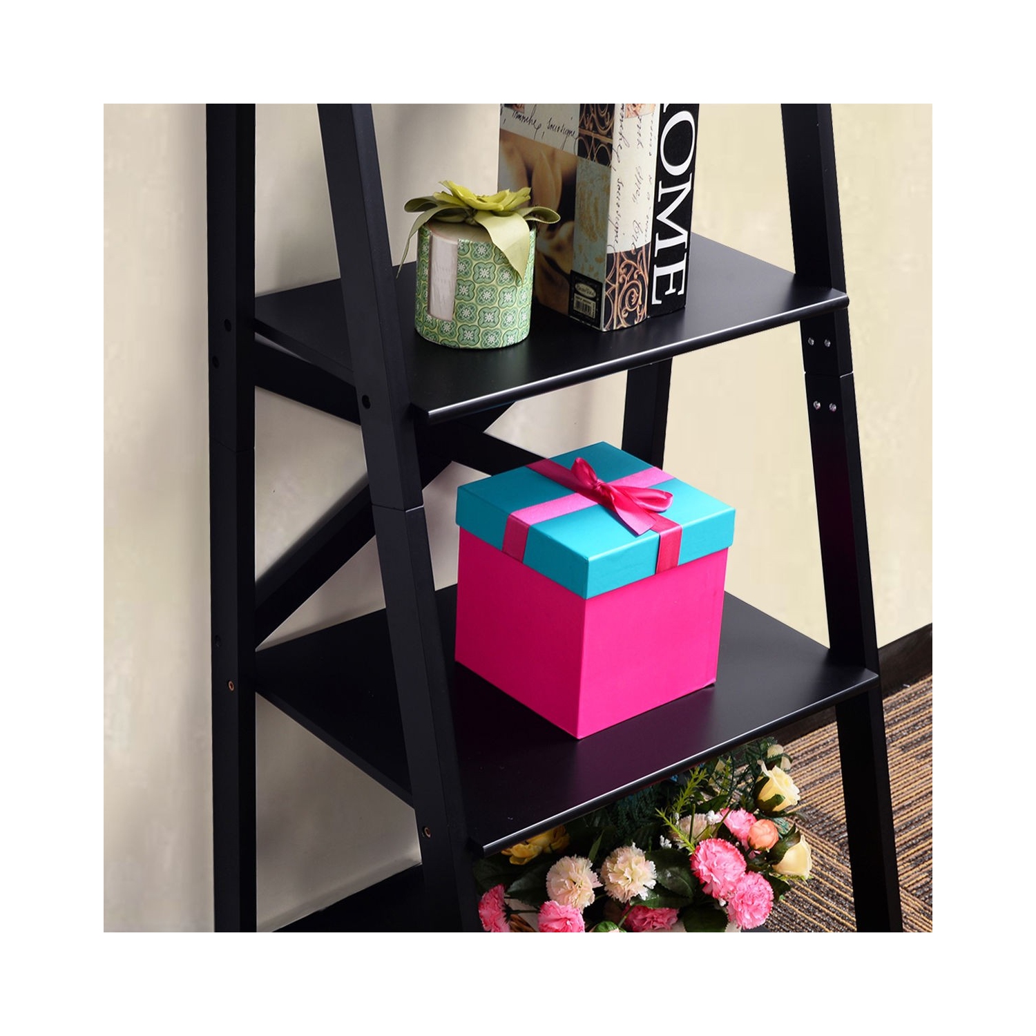 Bibliothèque à échelle à 4 niveaux peu encombrante