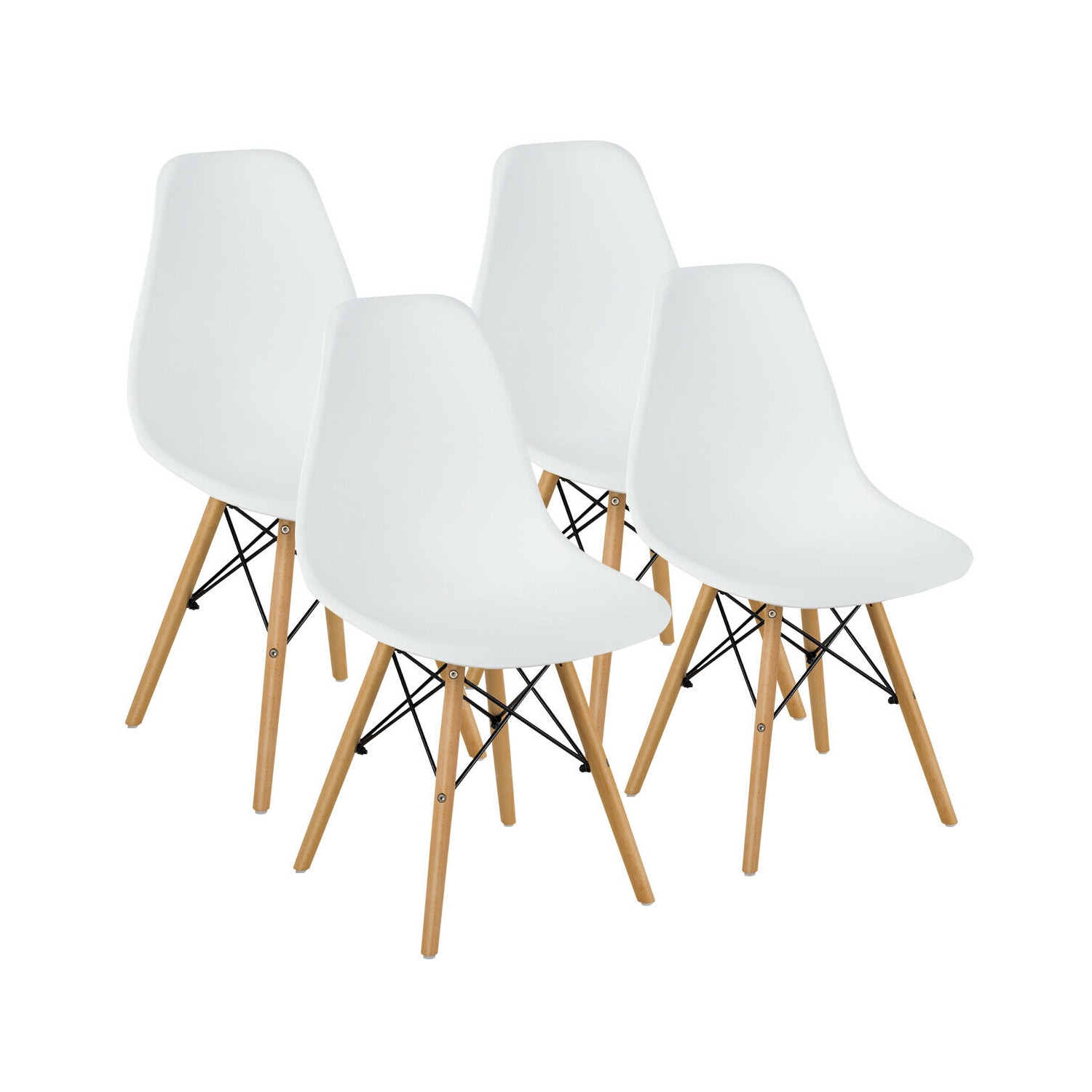 Set of 4 Modern Dining Chairs with Wood Legs, Armless Design for Kitchen or Dining Room