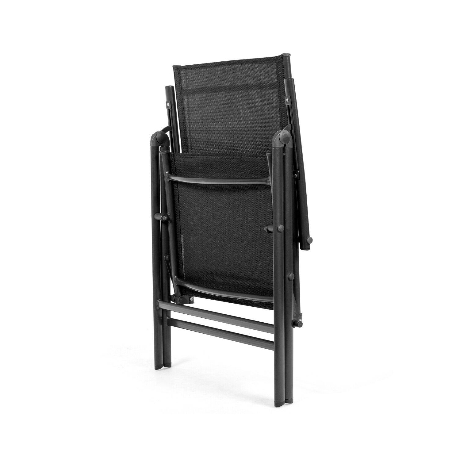 Set of 2 Adjustable Portable Patio Folding Dining Chair Recliner -Black