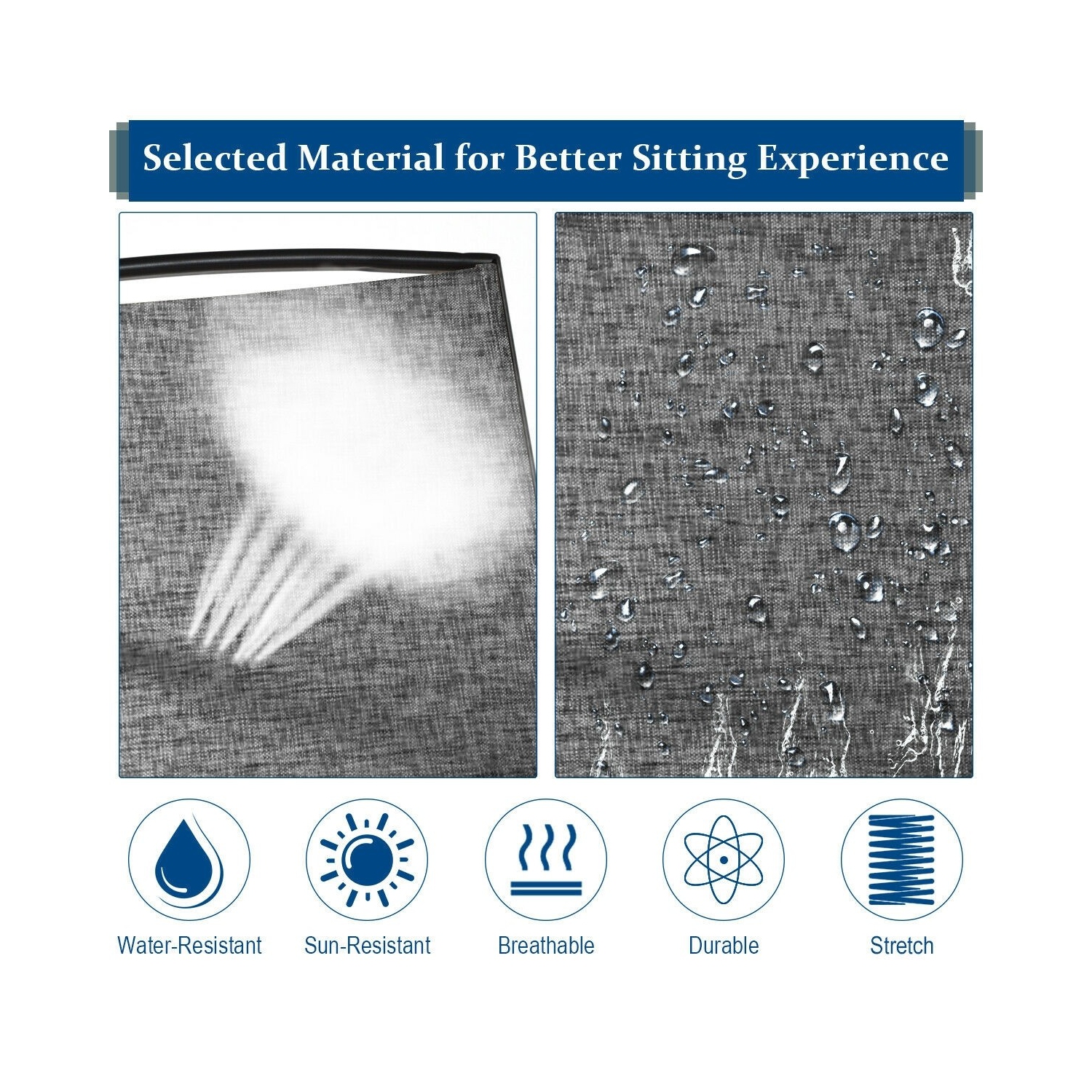 Causeuse berçante double de patio avec filet perméable à l'air et table en verre