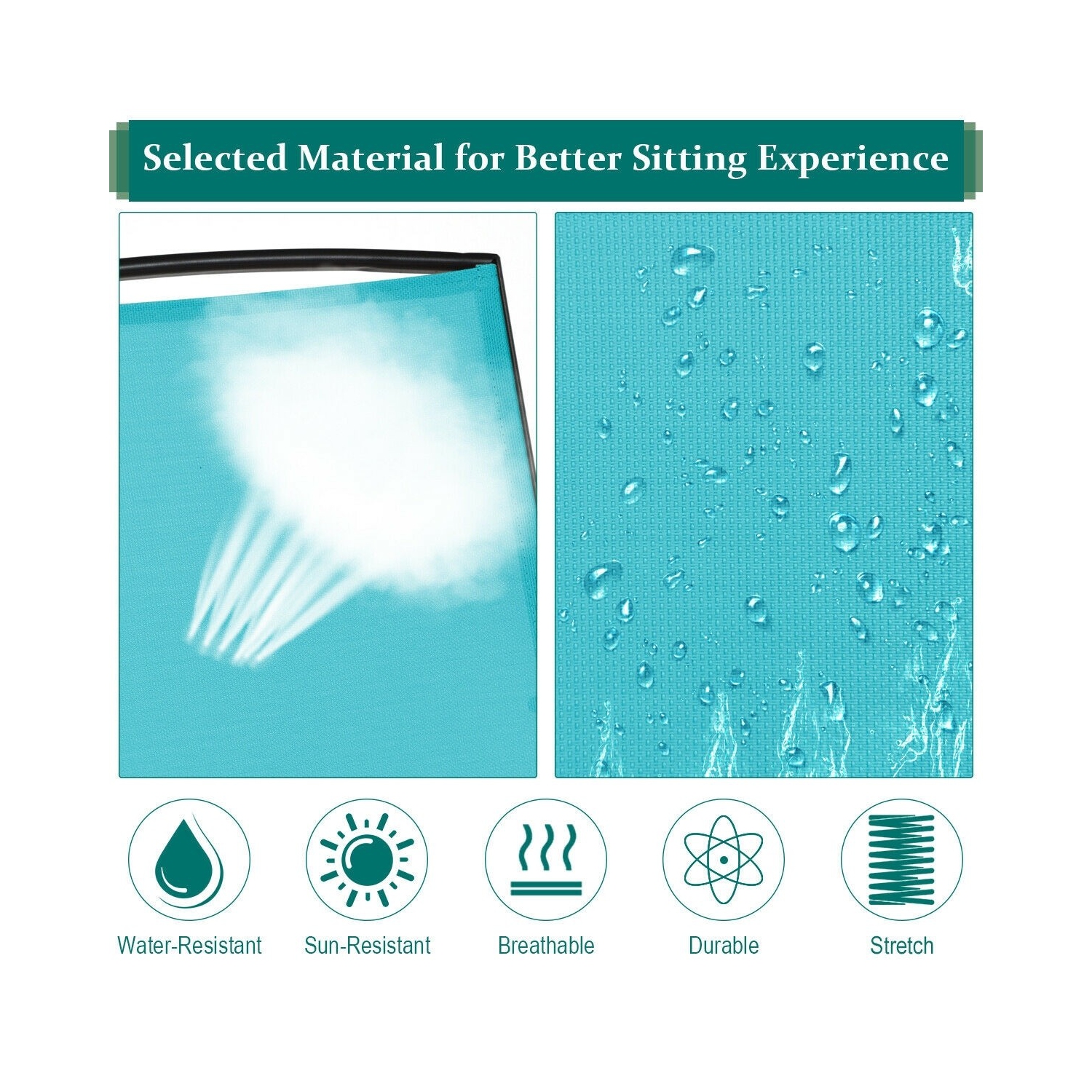 Causeuse berçante double de patio avec filet perméable à l'air et table en verre