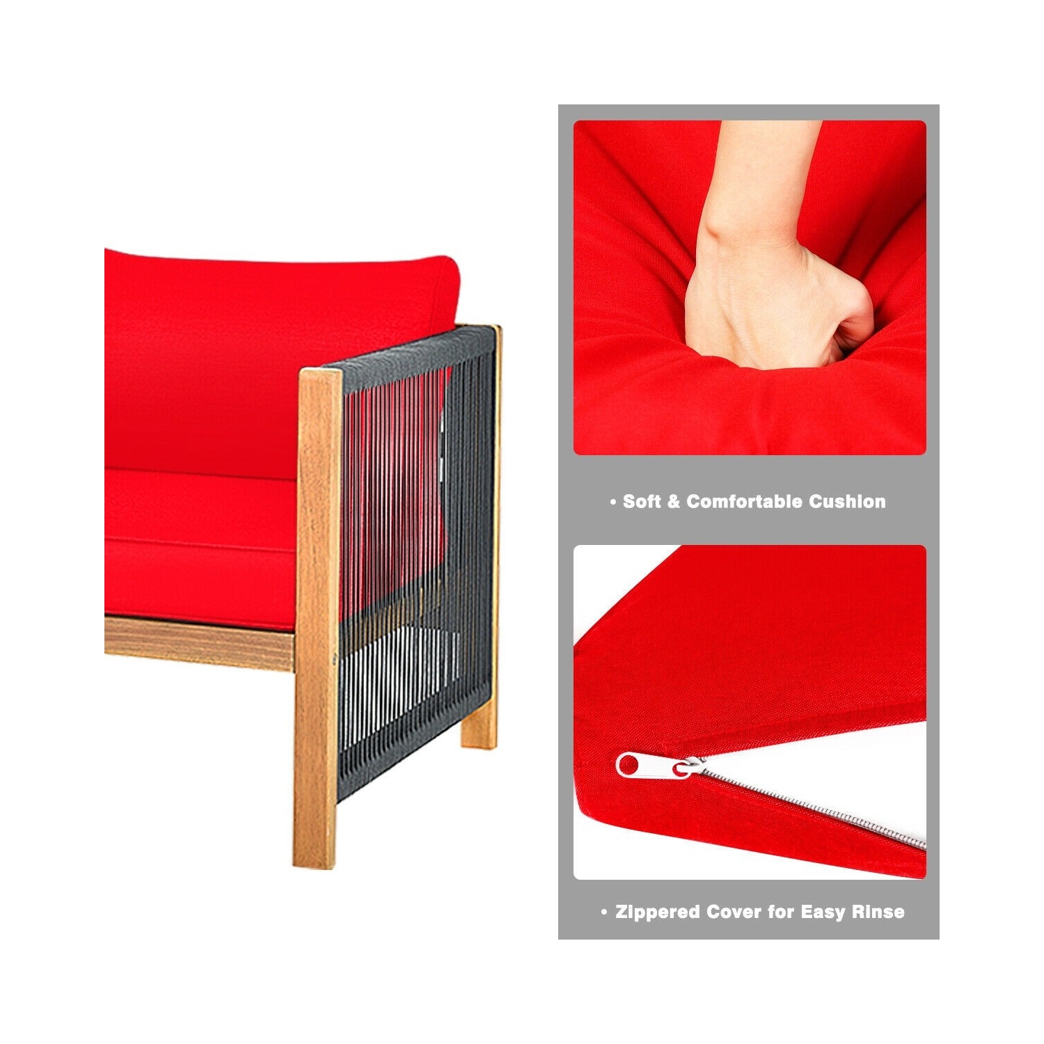 Durable 4-Piece Acacia Wood Patio Furniture Set with Cushions for Outdoor Relaxation