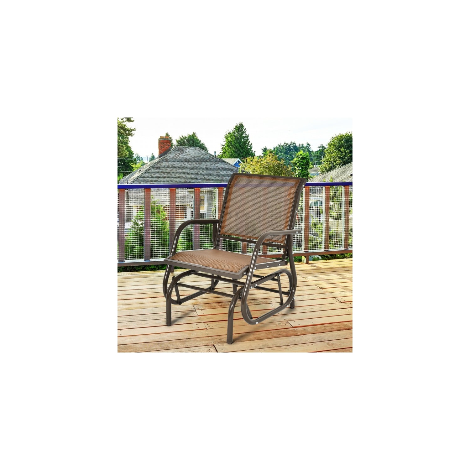 Outdoor Single Swing Glider Rocking Chair with Armrest