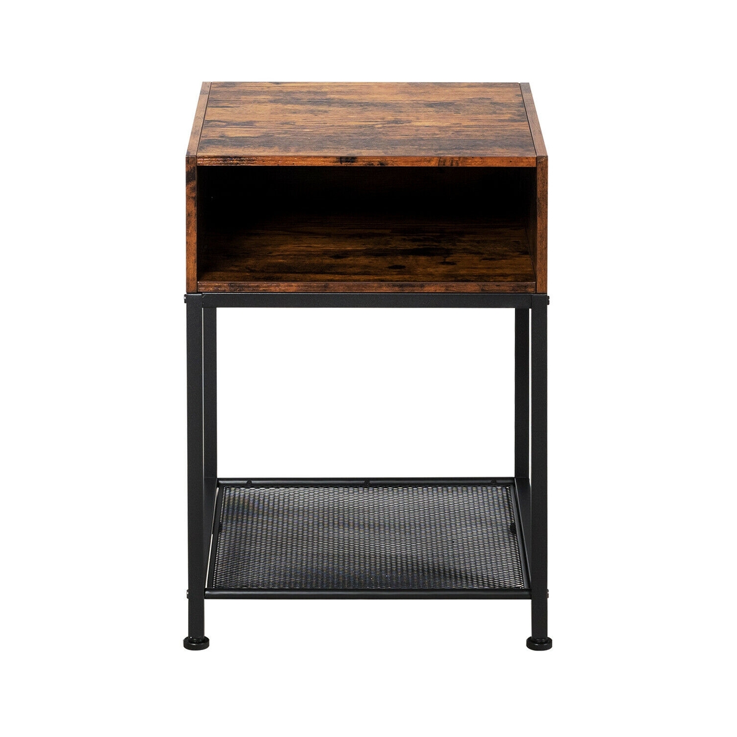 Table de chevet de style industriel avec tablette en filet