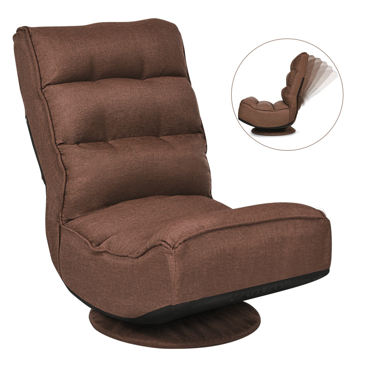 5-Position Folding Floor Gaming Chair-Coffee