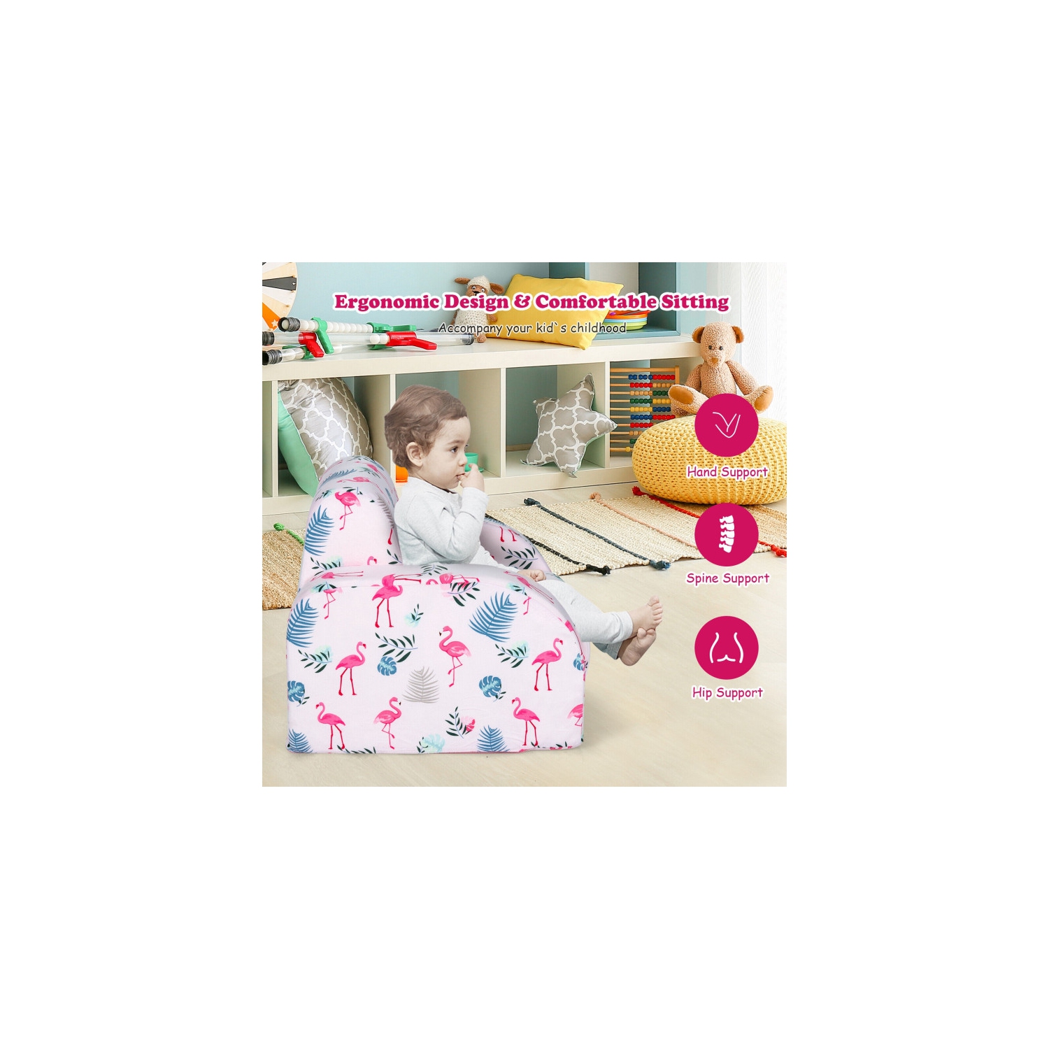 3-in-1 Convertible Kids Sofa Bed – Flip-Out Lounger Chair for Toddlers