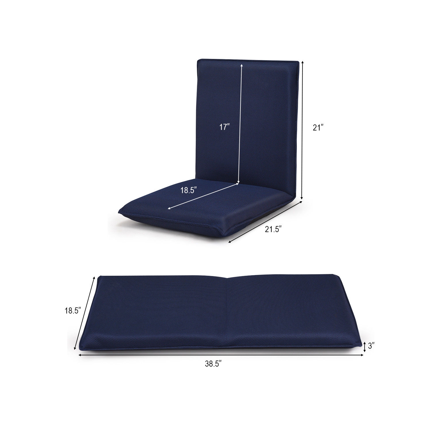 Adjustable 6 position Folding Lazy Man Sofa Chair Floor Chair-Navy