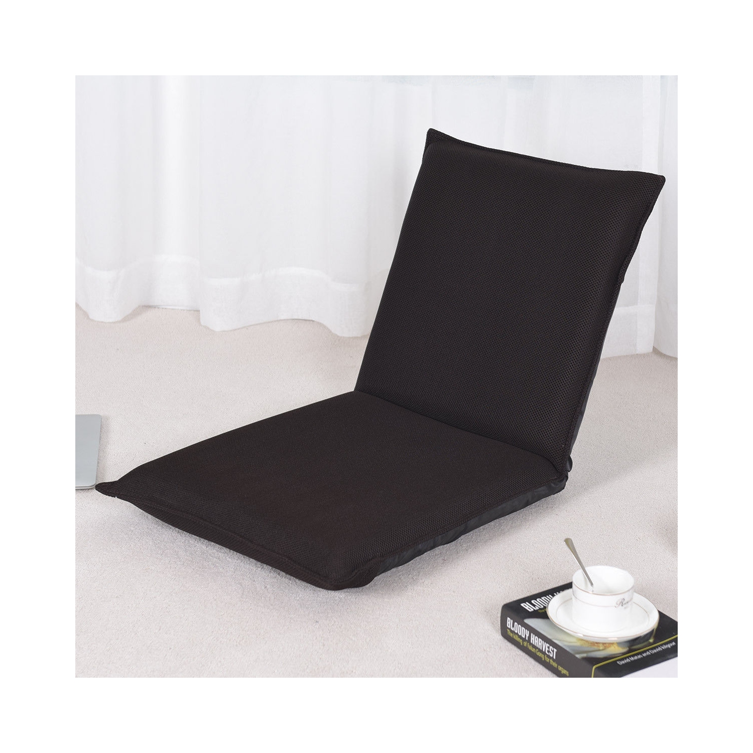 Adjustable 6 position Folding Lazy Man Sofa Chair Floor Chair-Coffee