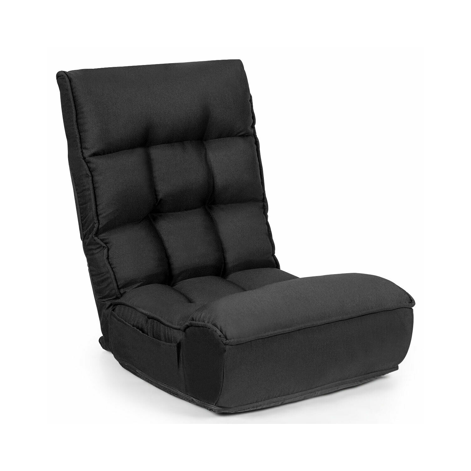 4-Position Adjustable Floor Chair Folding Lazy Sofa-Black