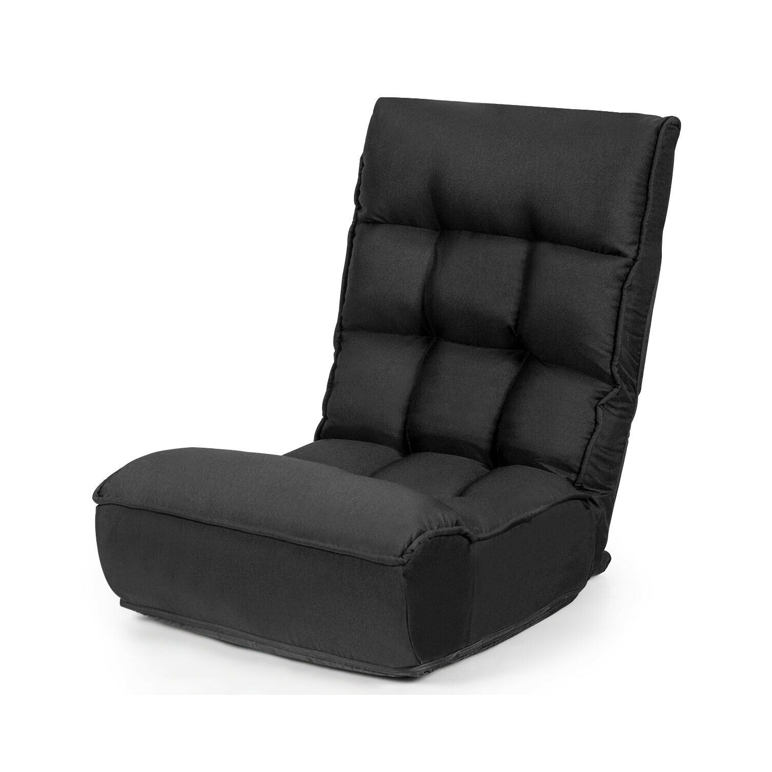 4-Position Adjustable Floor Chair Folding Lazy Sofa-Black