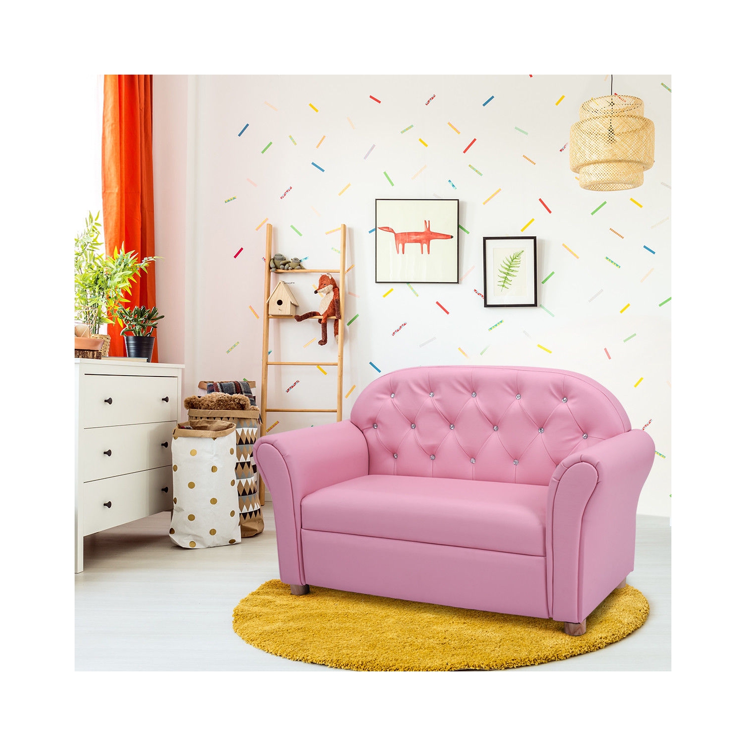 Kids Princess Sofa Chair with Armrests – Toddler Lounge Couch for Girls