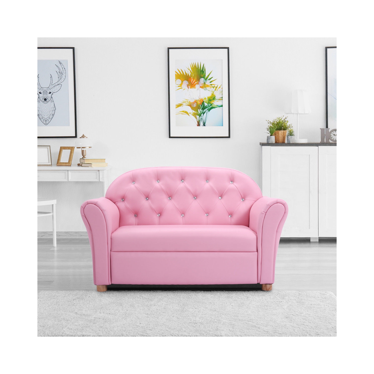 Kids Princess Sofa Chair with Armrests – Toddler Lounge Couch for Girls