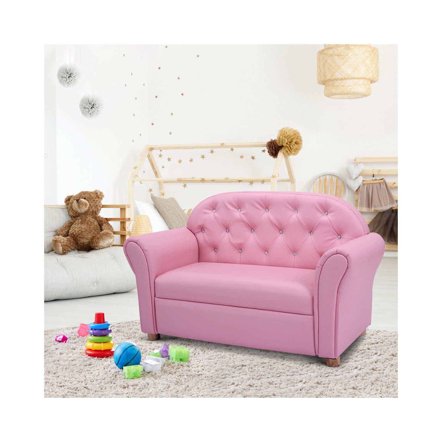 Kids Princess Sofa Chair with Armrests – Toddler Lounge Couch for Girls