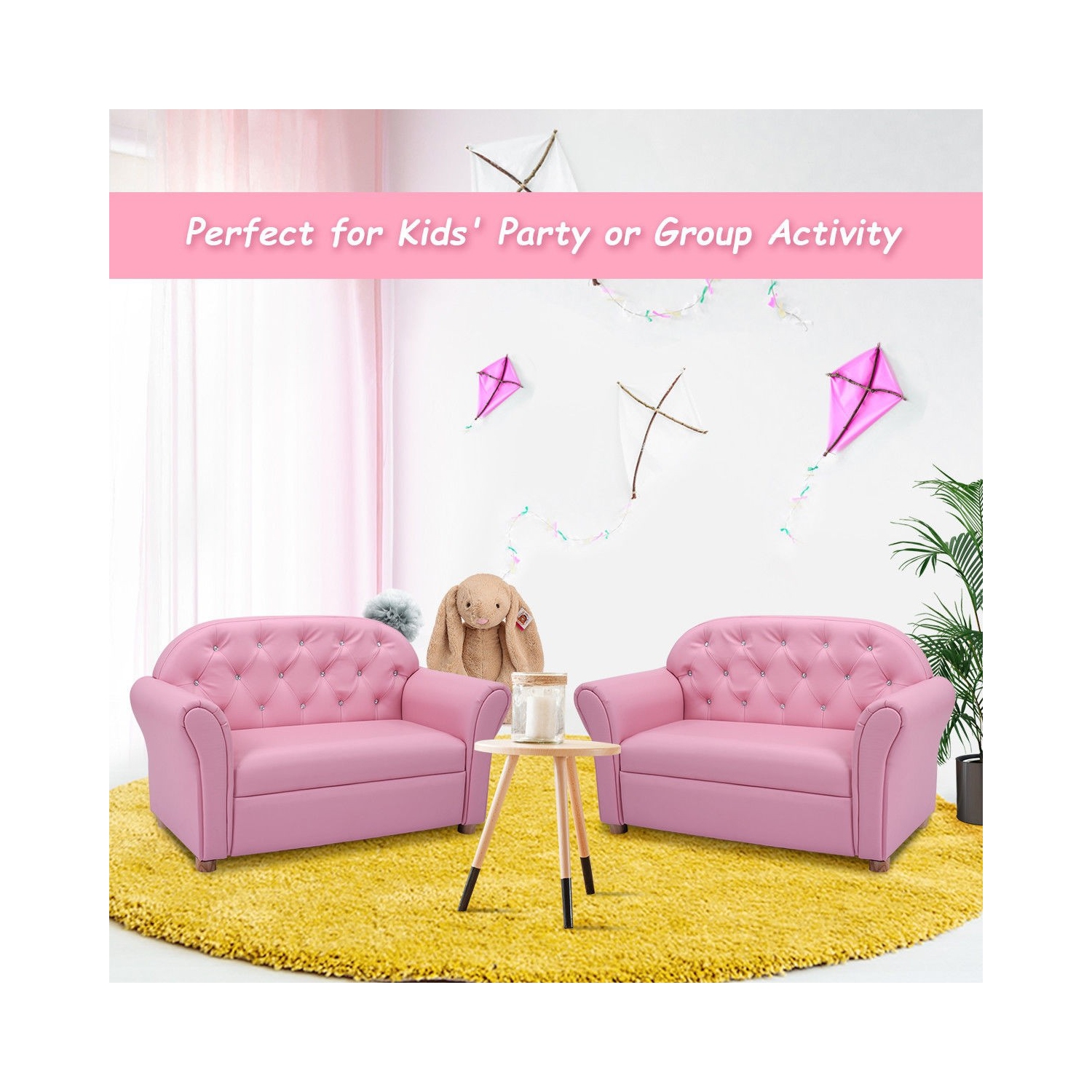 Kids Princess Sofa Chair with Armrests – Toddler Lounge Couch for Girls