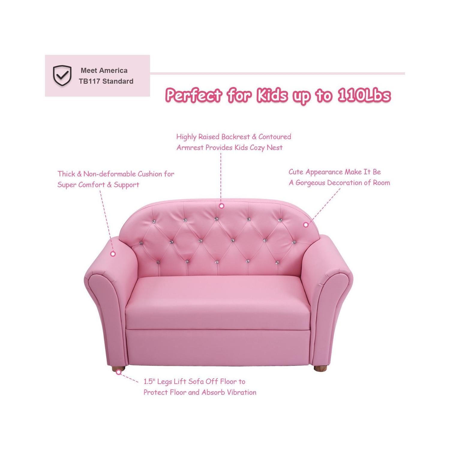 Kids Princess Sofa Chair with Armrests – Toddler Lounge Couch for Girls