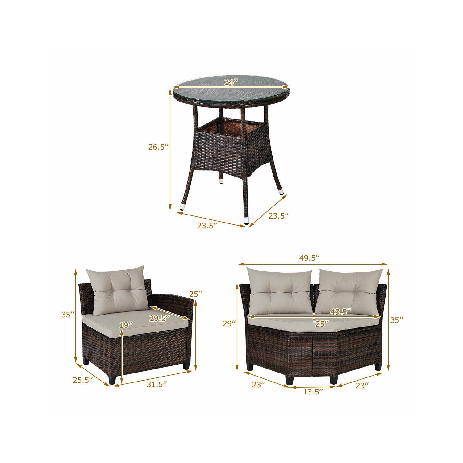 Outdoor 4-Piece Rattan Furniture Set with Cushions - Stylish Patio Seating