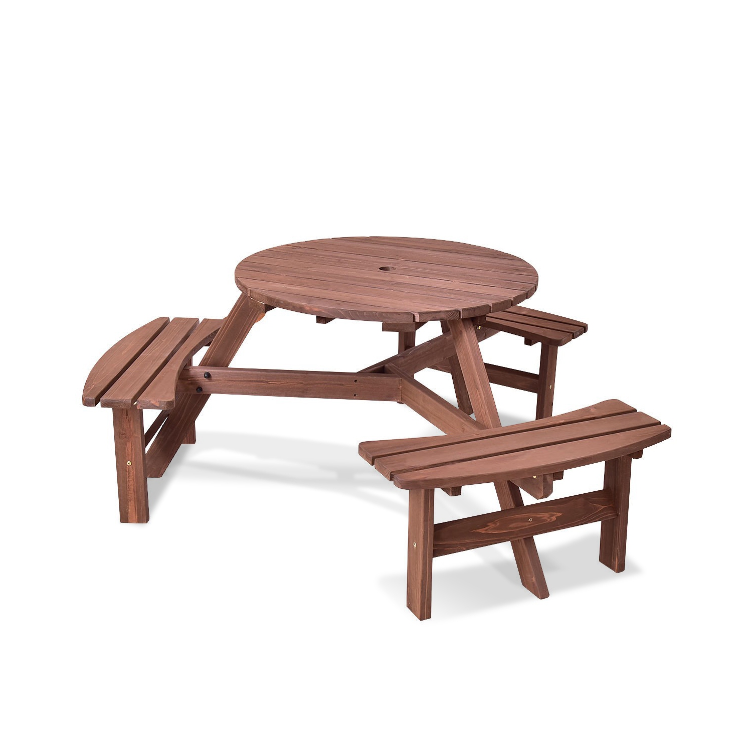 6-Person Patio Wood Picnic Table Beer Bench Set
