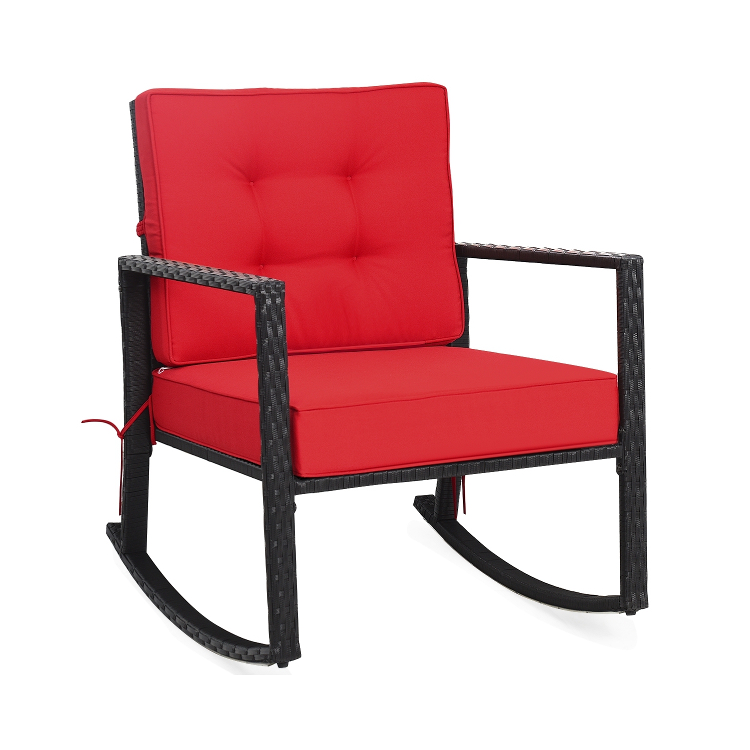 Coussin de chaise berçante de patio en rotin pour chaise berçante extérieure – Rouge
