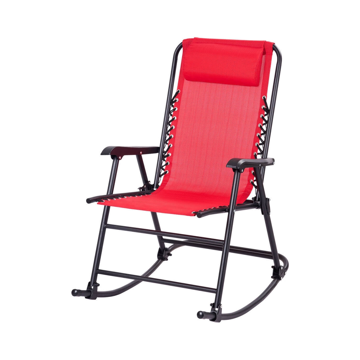Chaise berçante pliante Zero Gravity pour patio extérieur avec appuie-tête