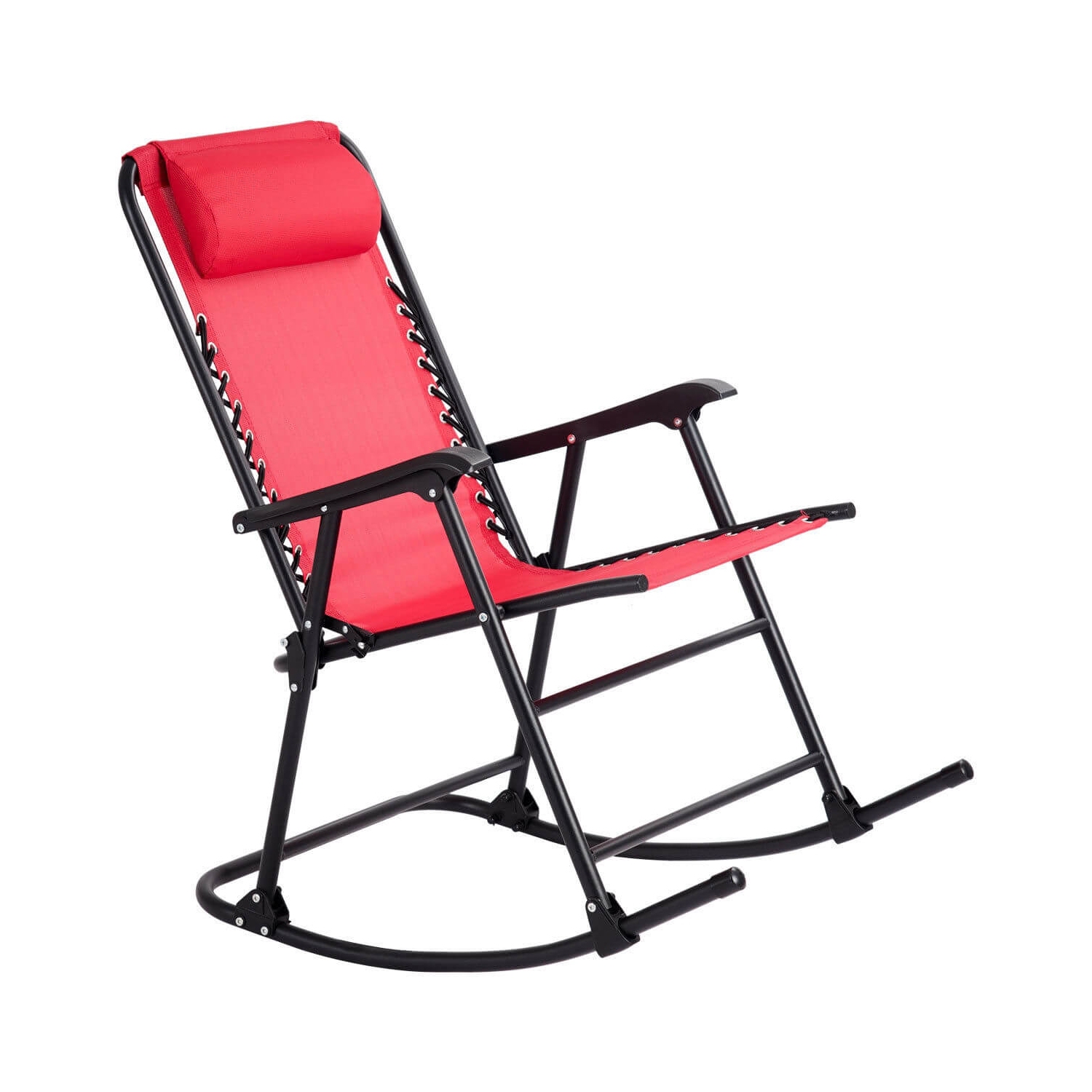 Chaise berçante pliante Zero Gravity pour patio extérieur avec appuie-tête