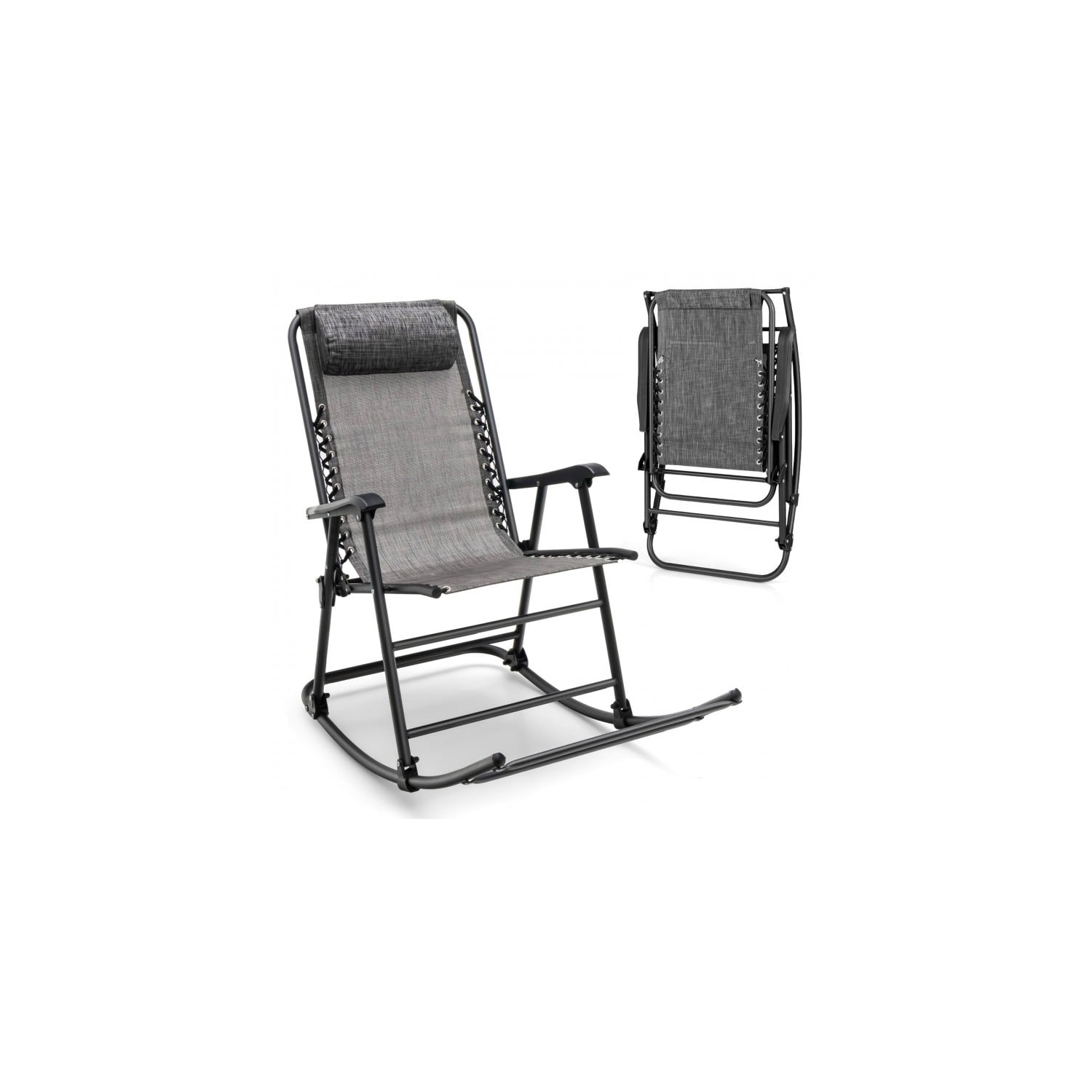 Outdoor Patio Headrest Folding Zero Gravity Rocking Chair
