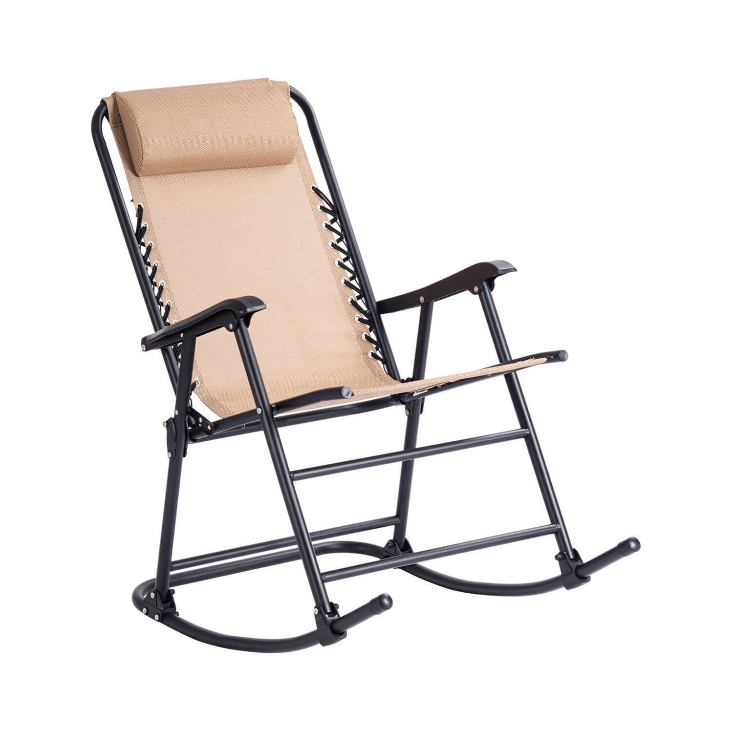 Outdoor Patio Headrest Folding Zero Gravity Rocking Chair