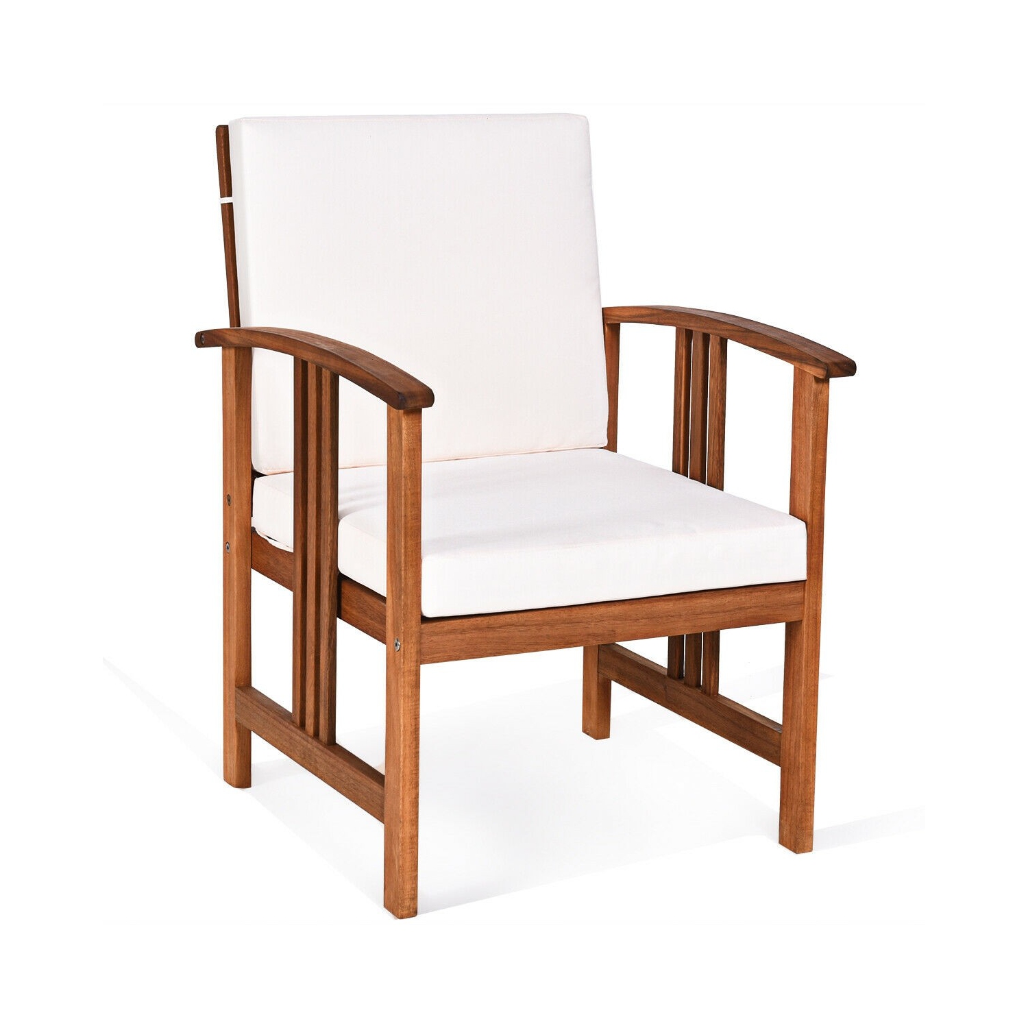 3 Pcs Solid Wood Outdoor Patio Sofa Furniture Set-White