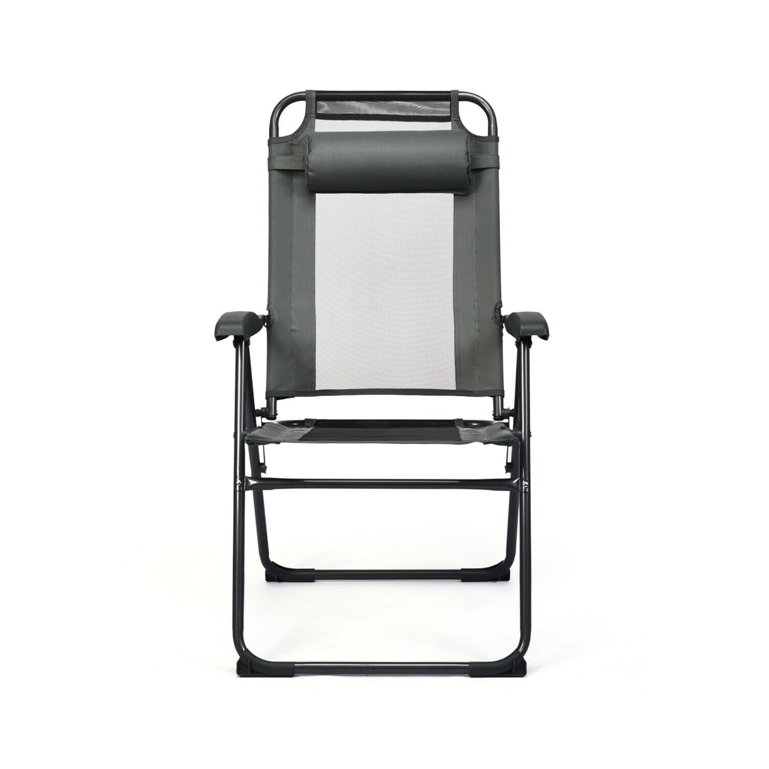 Ensemble de 2 chaises de patio inclinables ajustables et pliantes avec dossier à 7 niveaux pour un confort extérieur