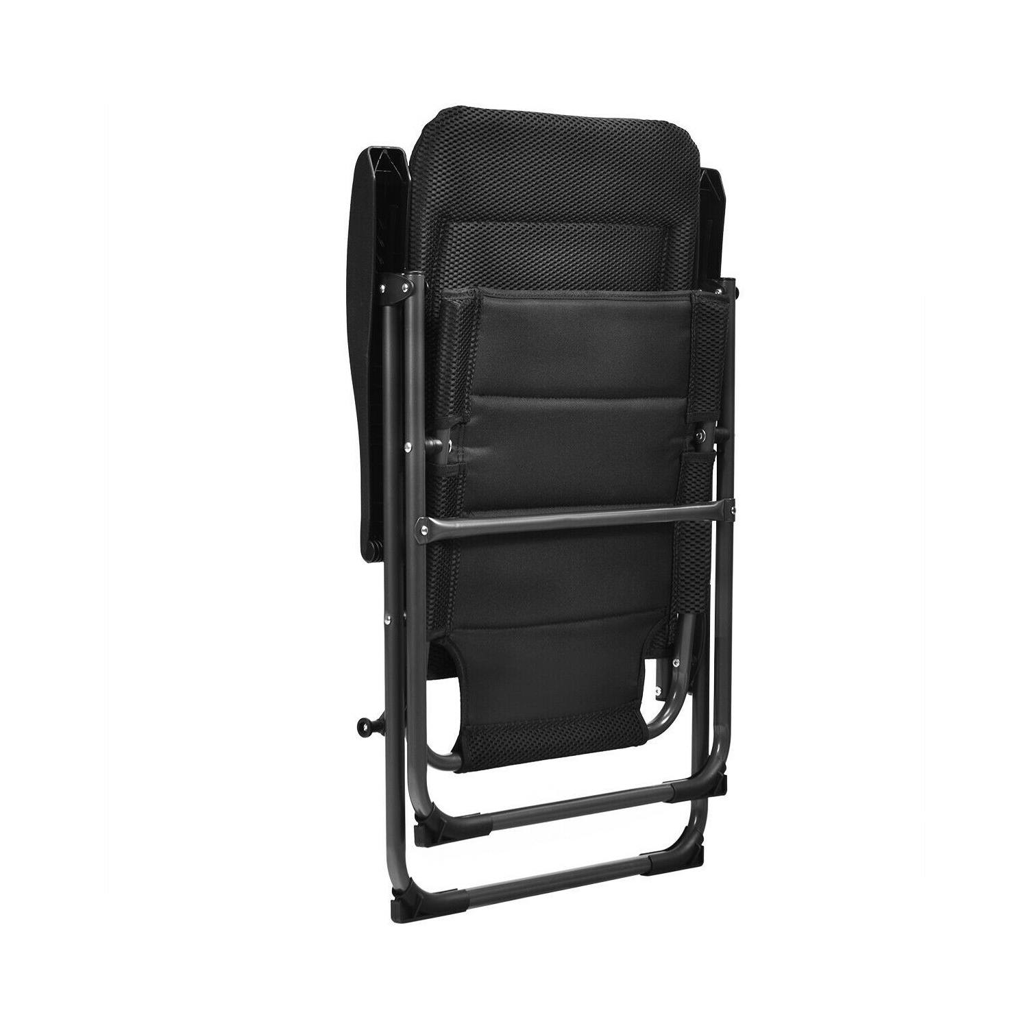 2 chaises de patio pliantes d’extérieur avec dossier réglable pour bistro et d’extérieur - Noir