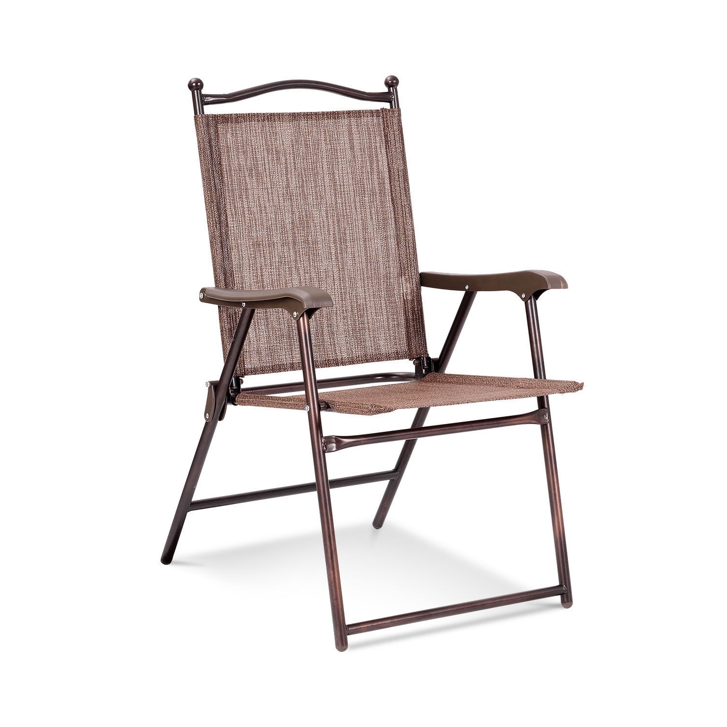 Ensemble de 2 chaises de camping pliantes à dossier en toile de patio - Café