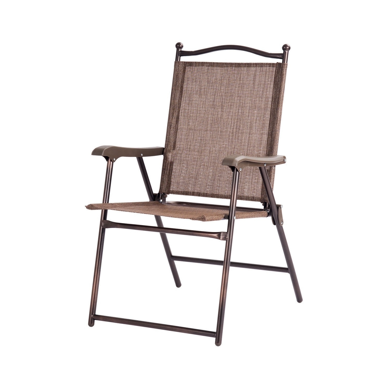 Ensemble de 2 chaises de camping pliantes à dossier en toile de patio - Café