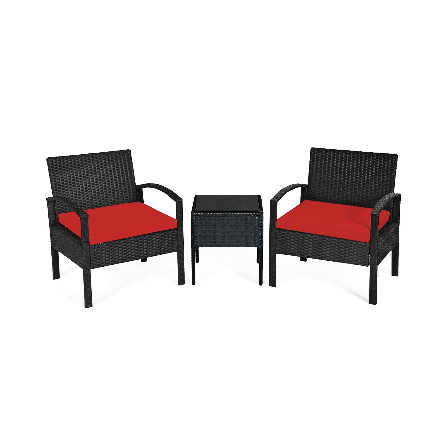 Stylish 3-Piece Rattan Patio Conversation Set with Cushions for Outdoor Spaces