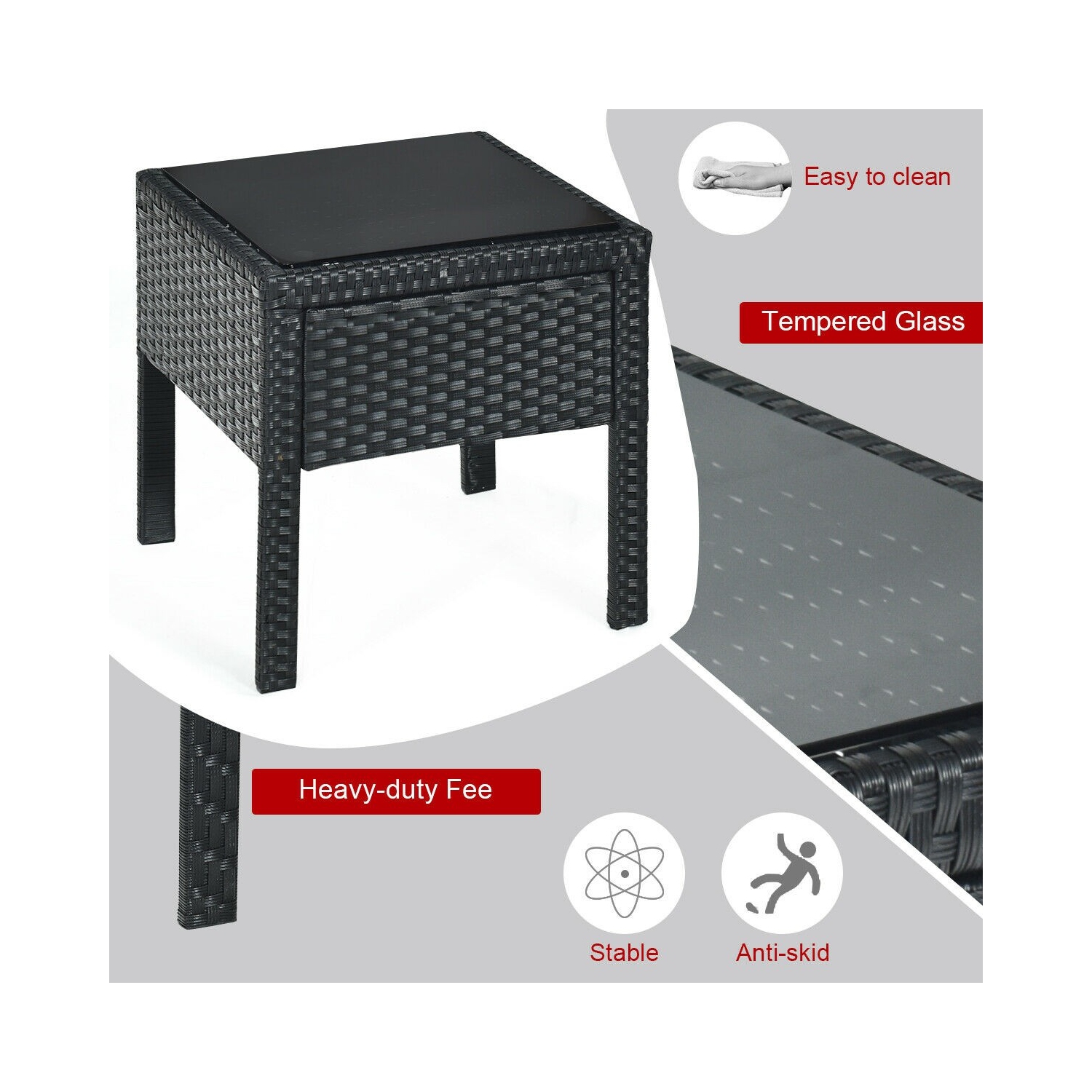 Stylish 3-Piece Rattan Patio Conversation Set with Cushions for Outdoor Spaces