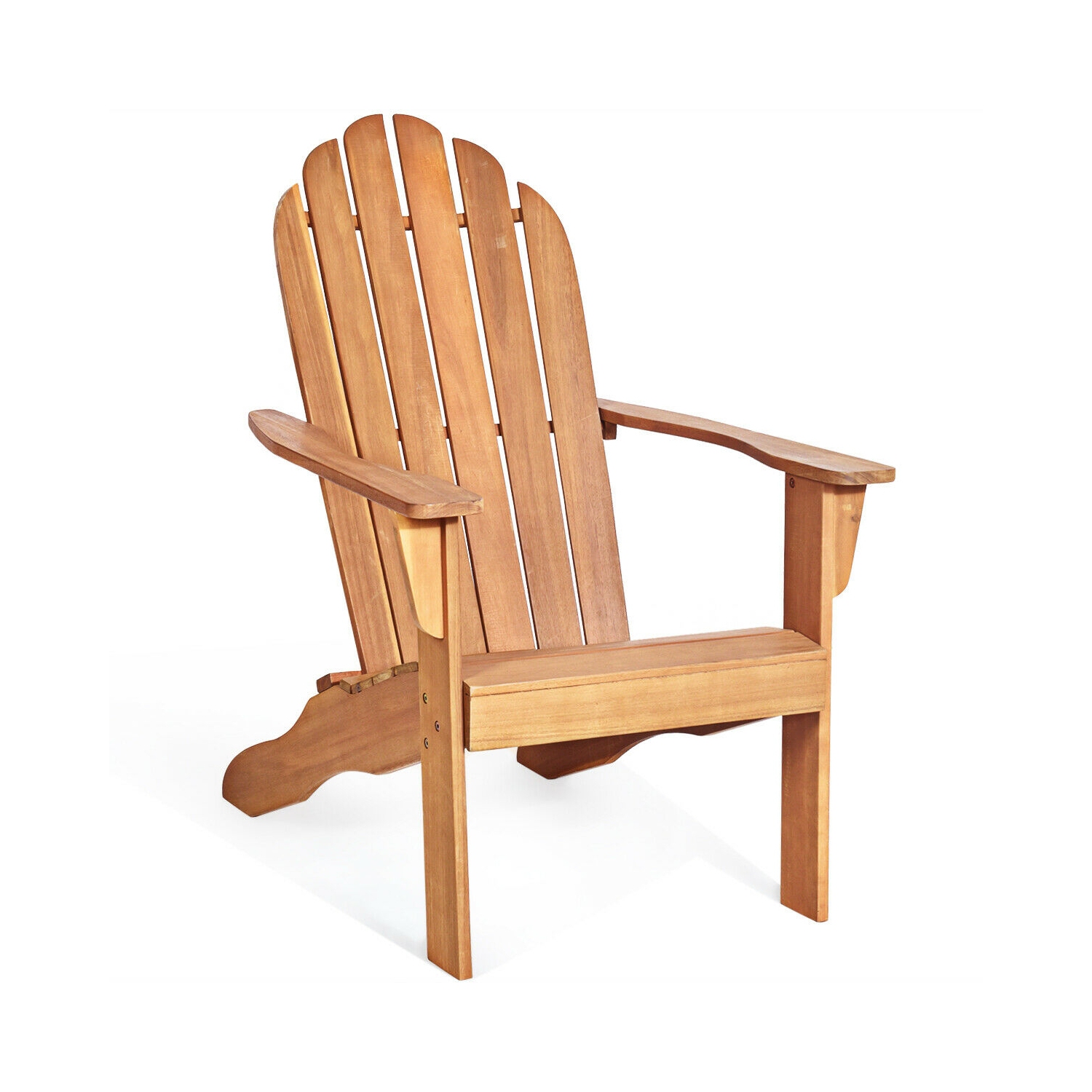 Wooden Outdoor Lounge Chair with Ergonomic Design for Yard and Garden-Natural
