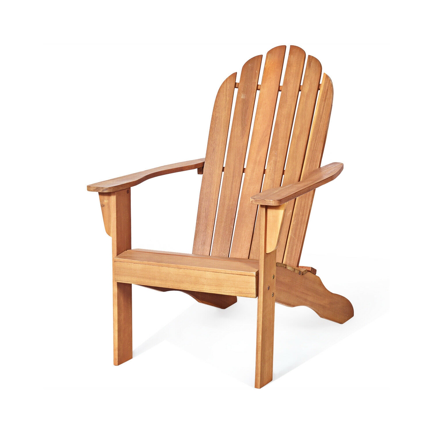 Wooden Outdoor Lounge Chair with Ergonomic Design for Yard and Garden-Natural