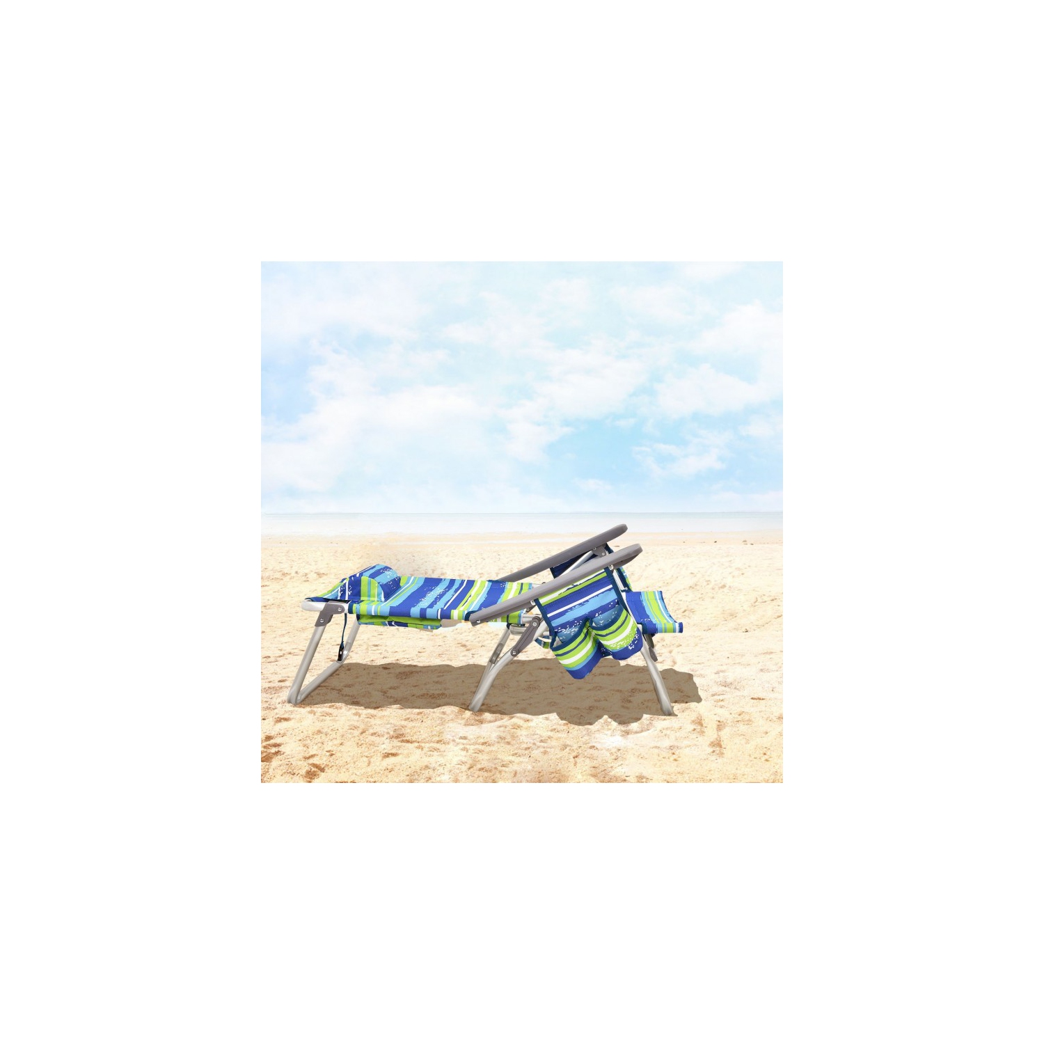 2-Piece Foldable Backpack Beach Chair Set with Cushioned Headrest and Storage Pocket