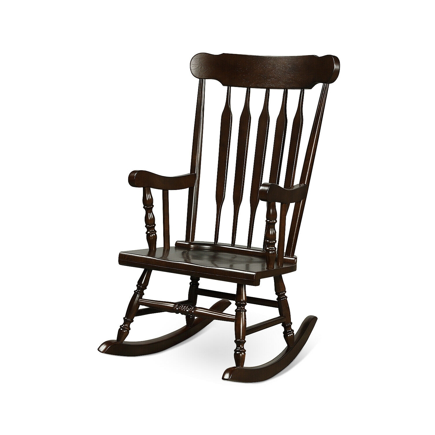 Chaise berçante en bois massif au fini lustré pour véranda intérieure ou extérieure