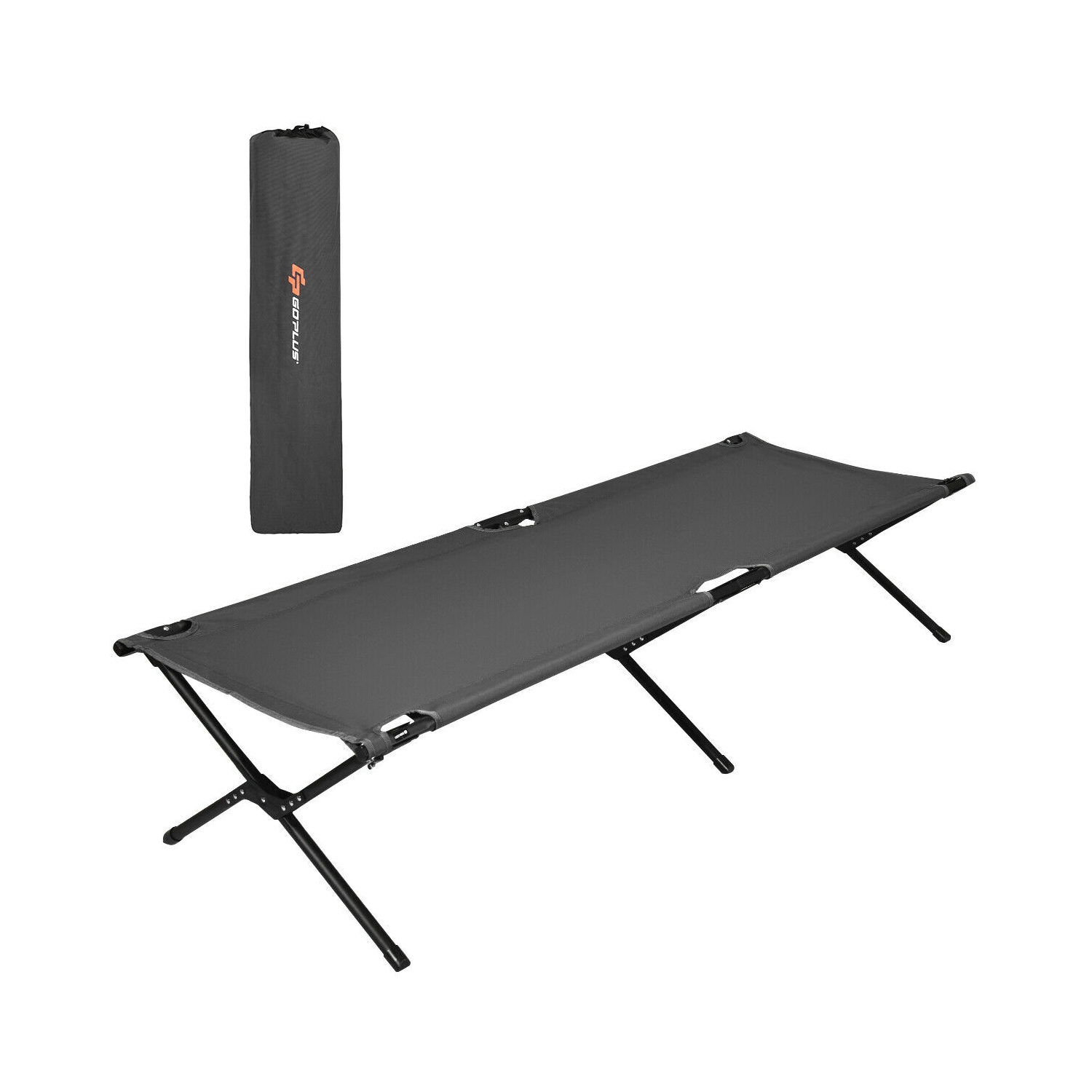 Lit de camping pliant pour enfants adultes – Gris