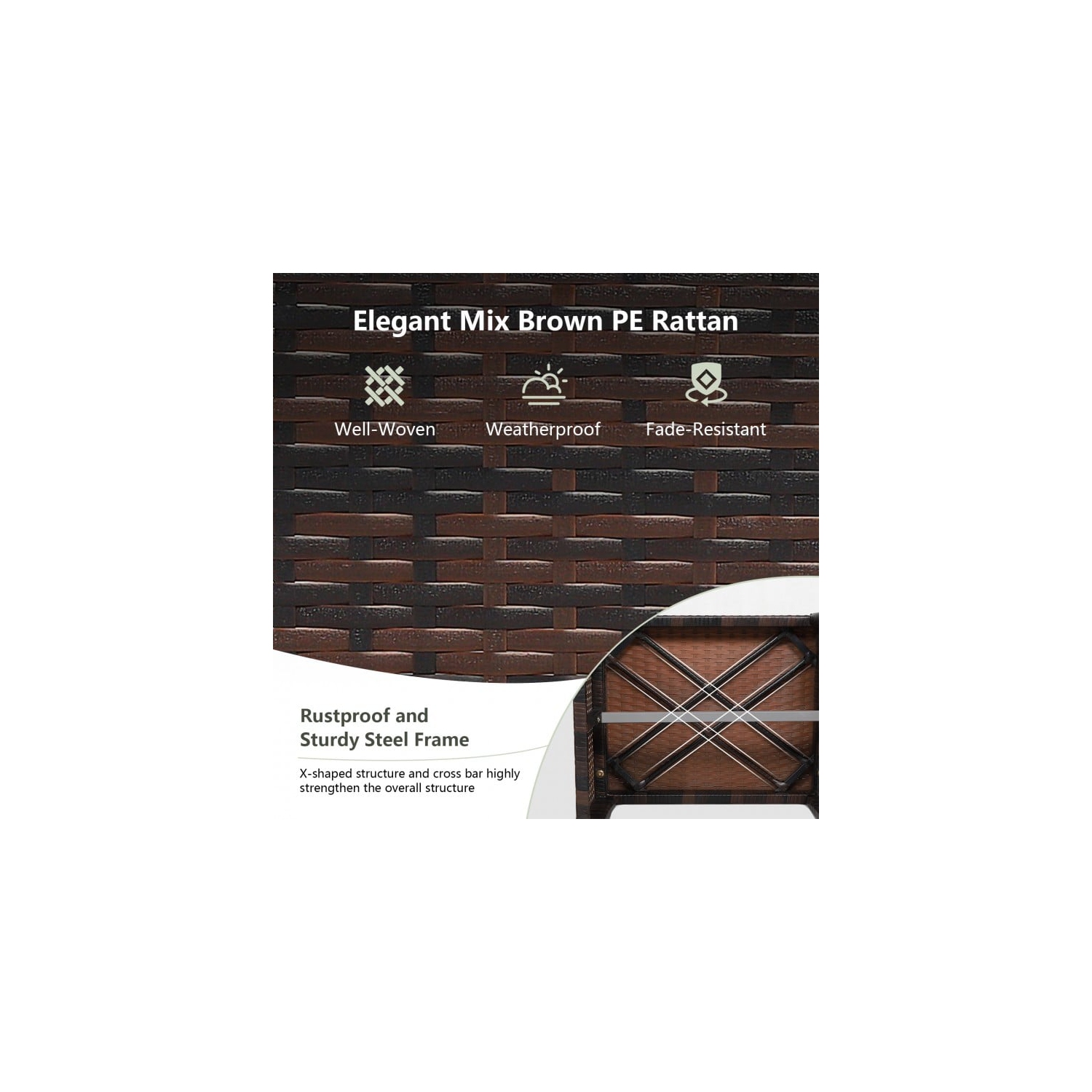 2 Pieces Patio Rattan Ottomans with Soft Cushion for Patio and Garden