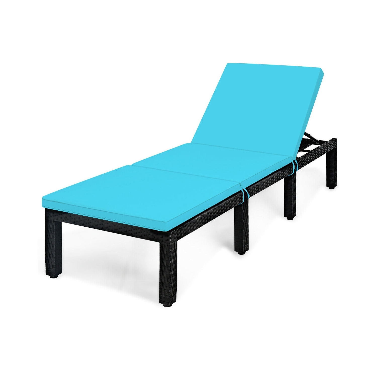 Patio Rattan Cushioned Height Adjustable Lounge Chair