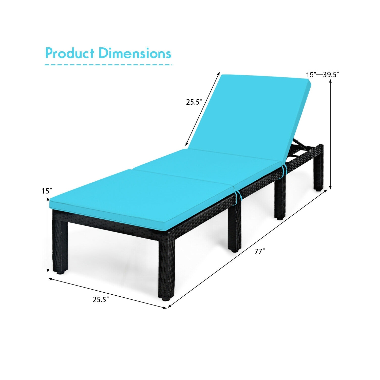 Patio Rattan Cushioned Height Adjustable Lounge Chair