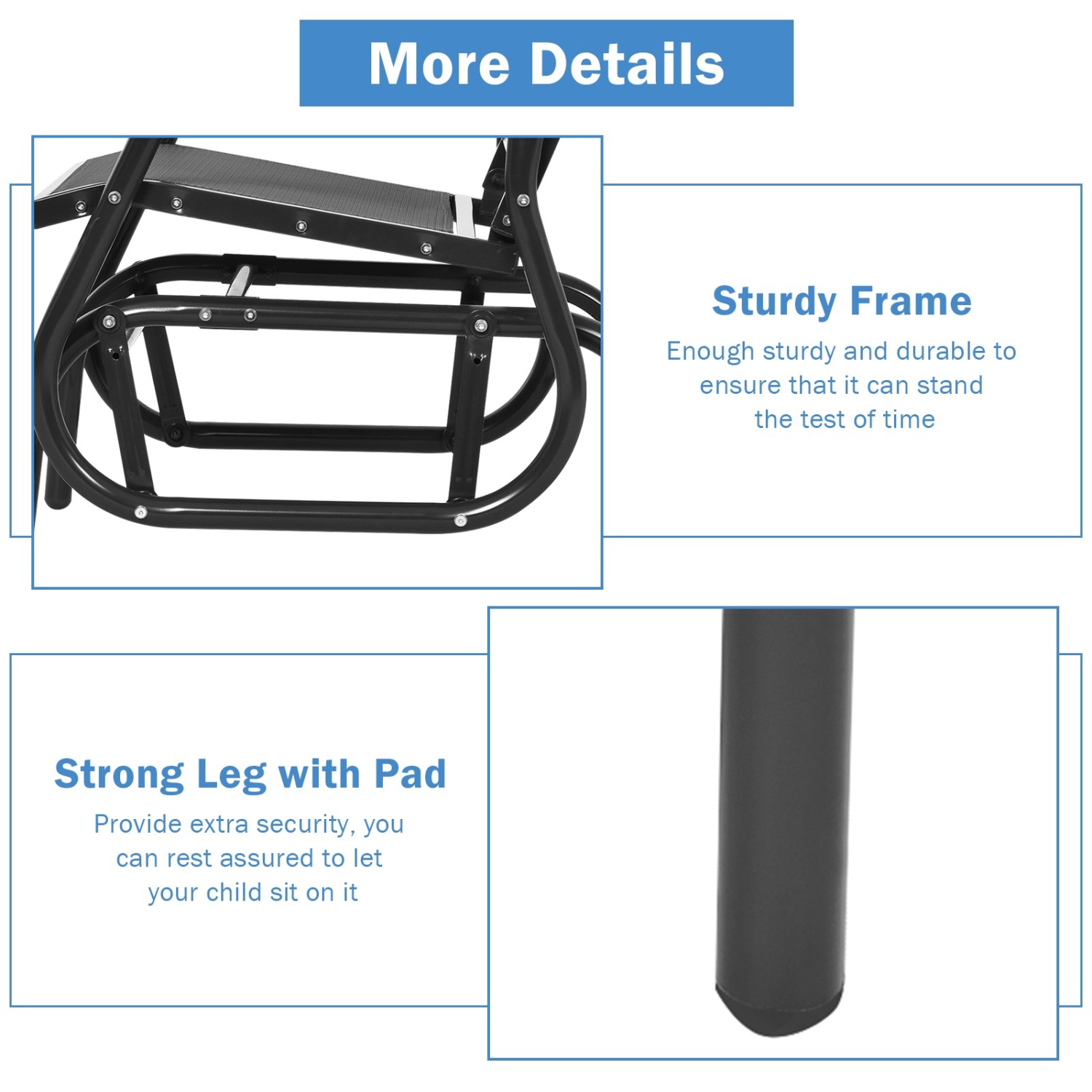 Chaise berçante coulissante d'extérieur avec accoudoir