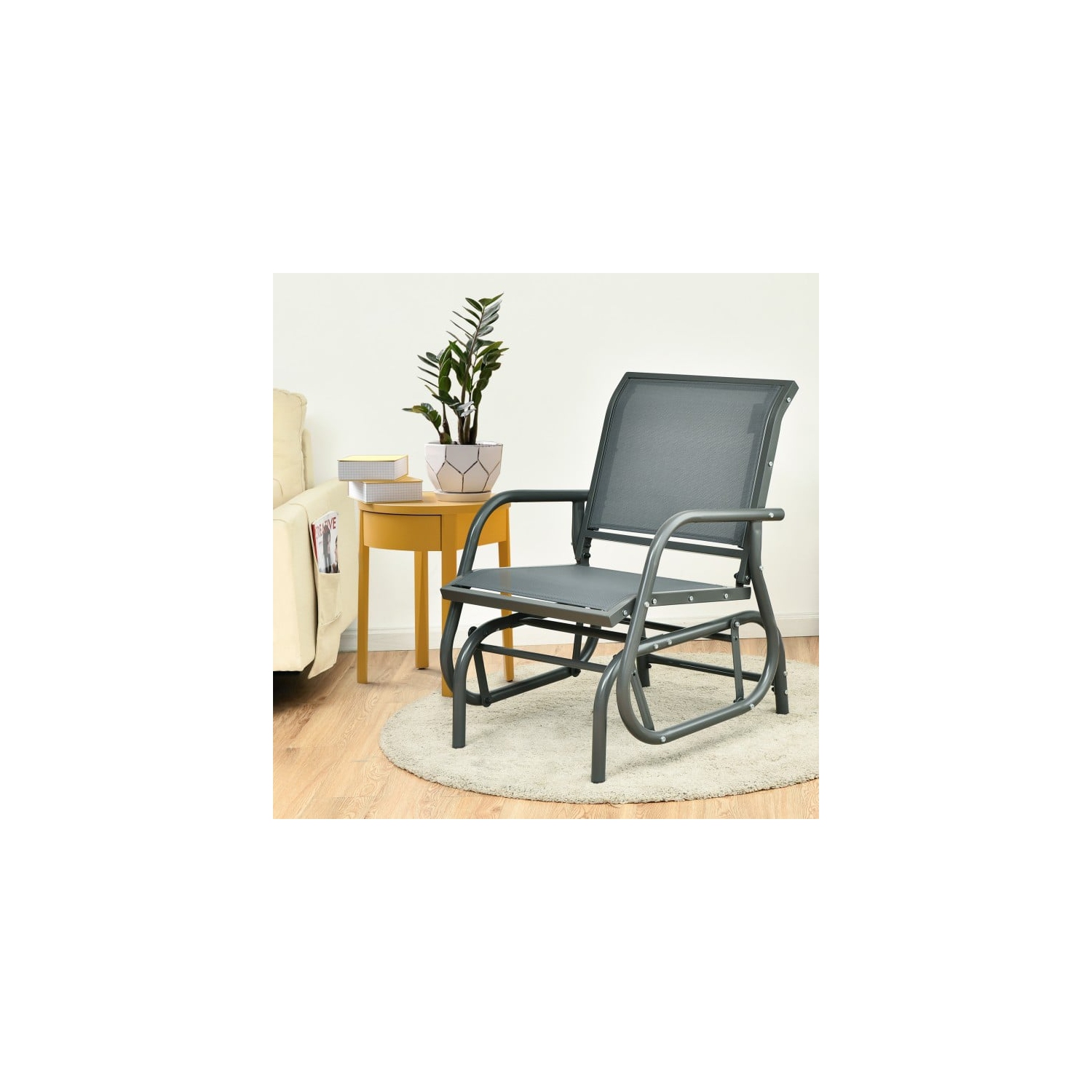 Chaise berçante coulissante d'extérieur avec accoudoir