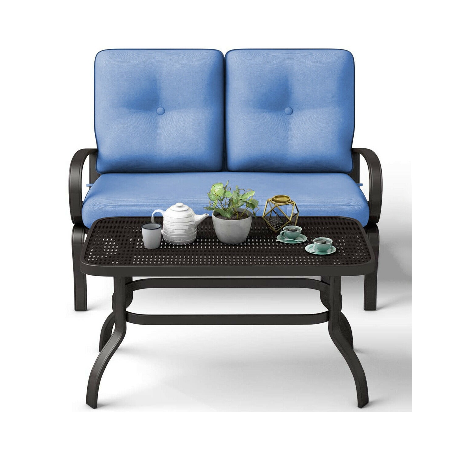 2-Piece Patio Furniture Set – Outdoor Cushioned Seats with Coffee Table for Garden or Balcony